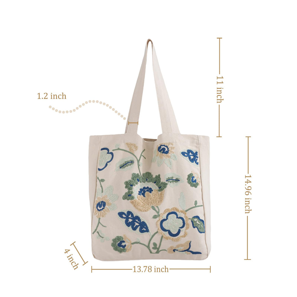 Daware Tote Bag for Women Blue Dragon Floral Shoulder Bag