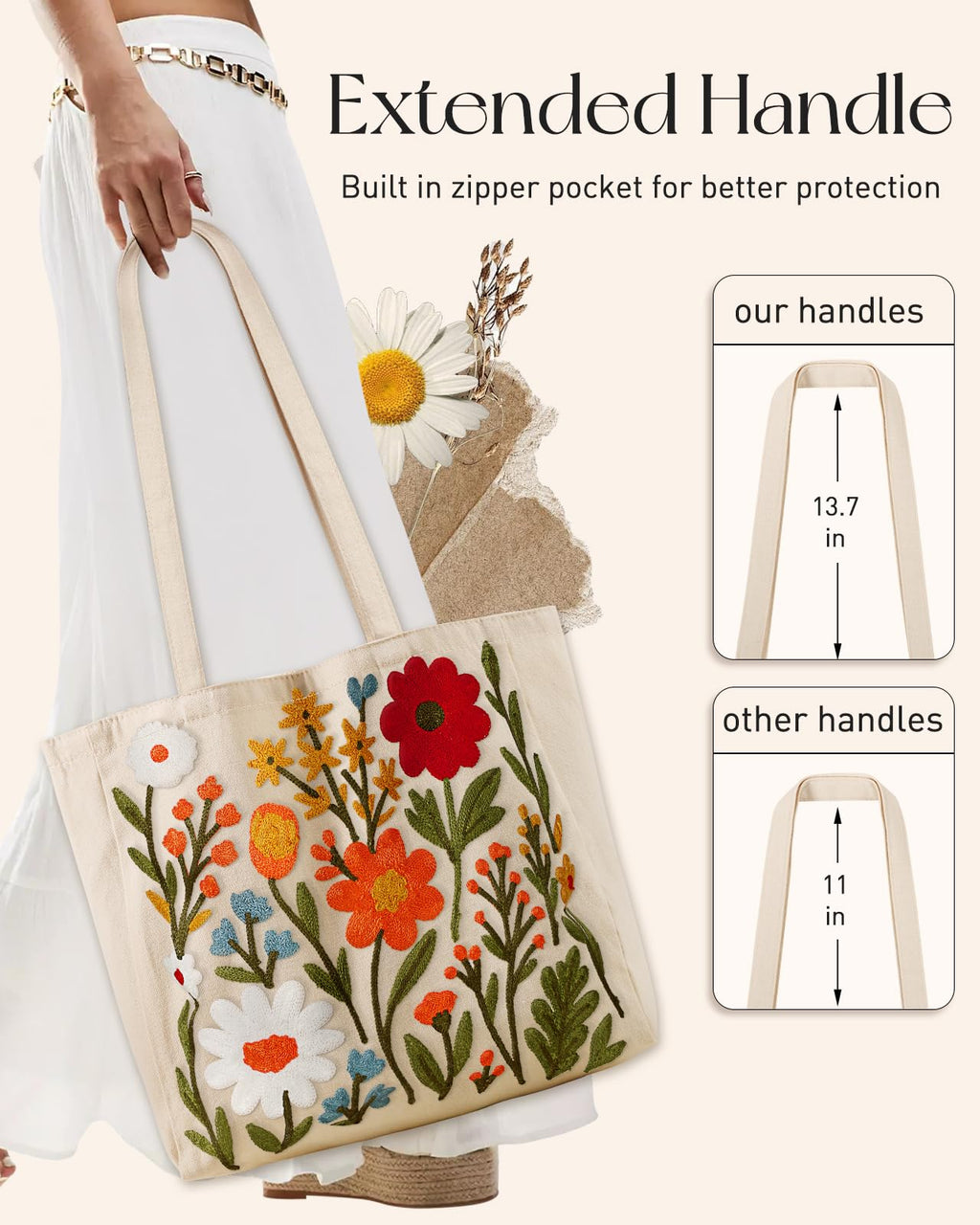 Daware Reusable Totes with Magnetic Buckle Cute Aesthetic Designer Shoulder Bags
