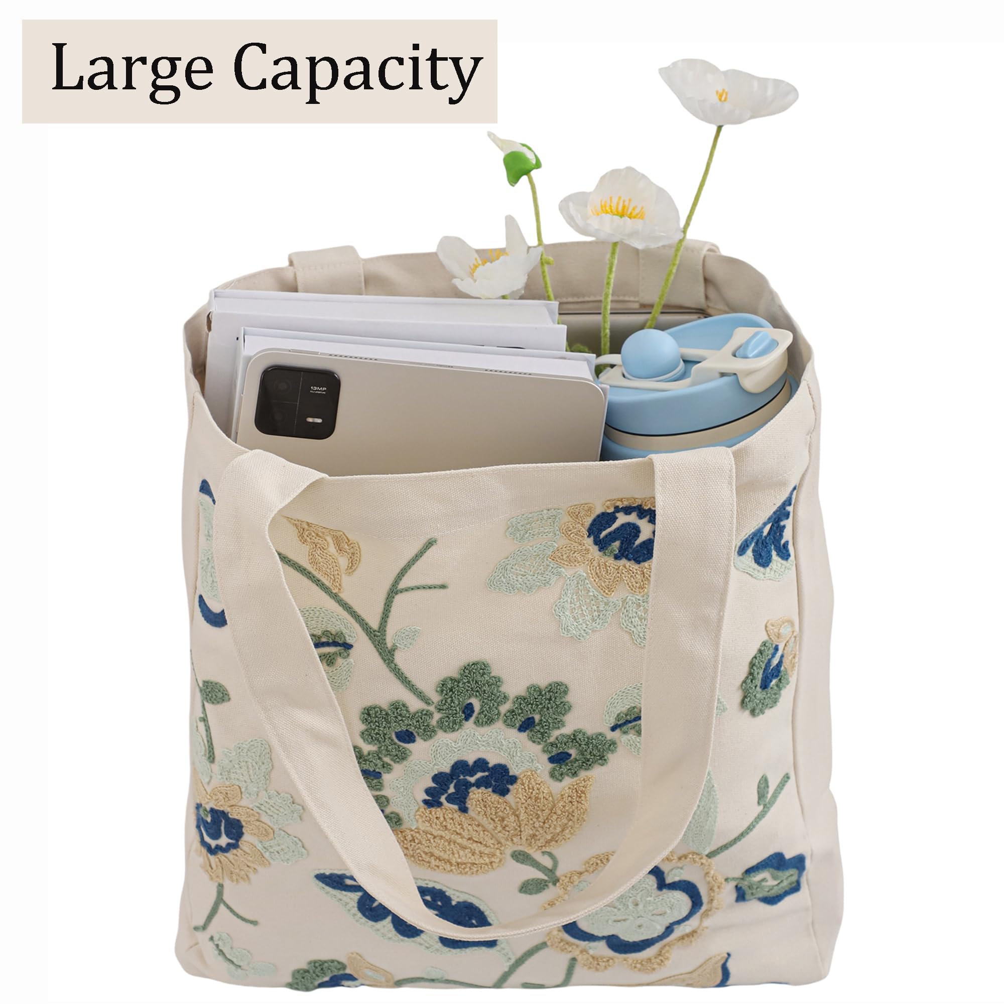 Daware Tote Bag for Women Blue Dragon Floral Shoulder Bag