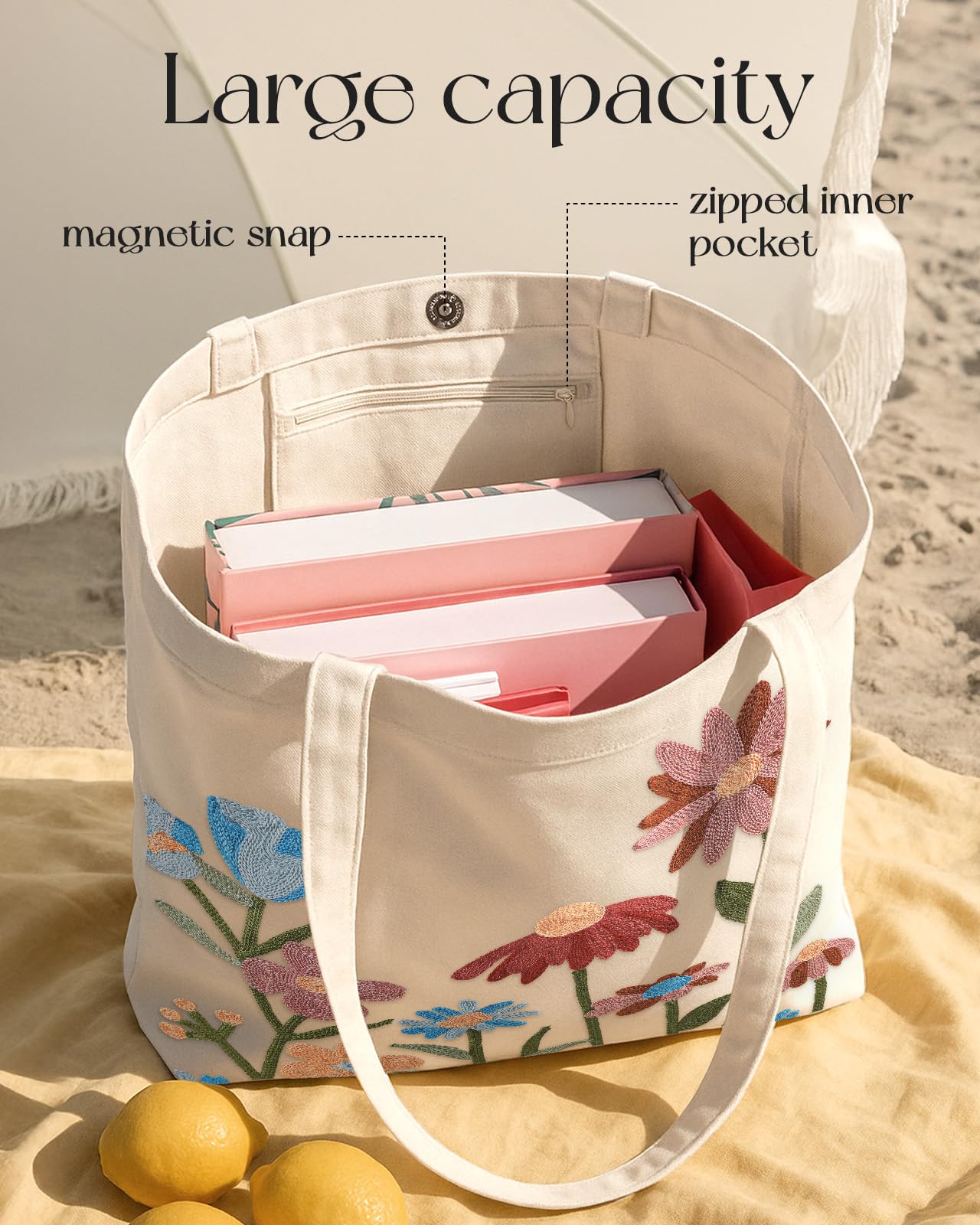 Daware Embroidery Canvas Tote Bag for Women