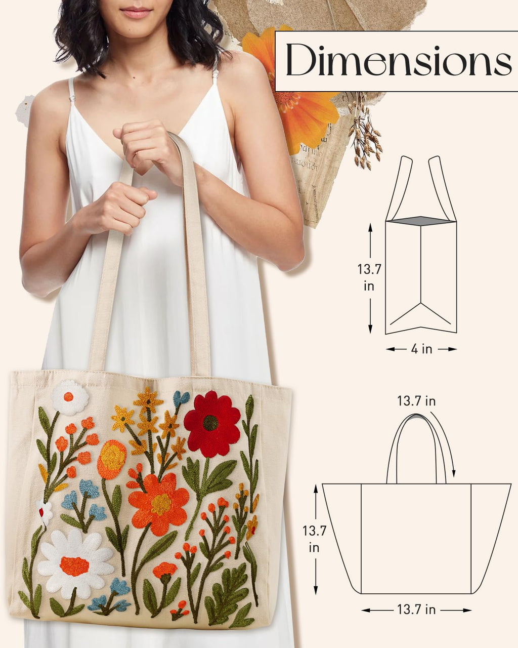 Daware Reusable Totes with Magnetic Buckle Cute Aesthetic Designer Shoulder Bags