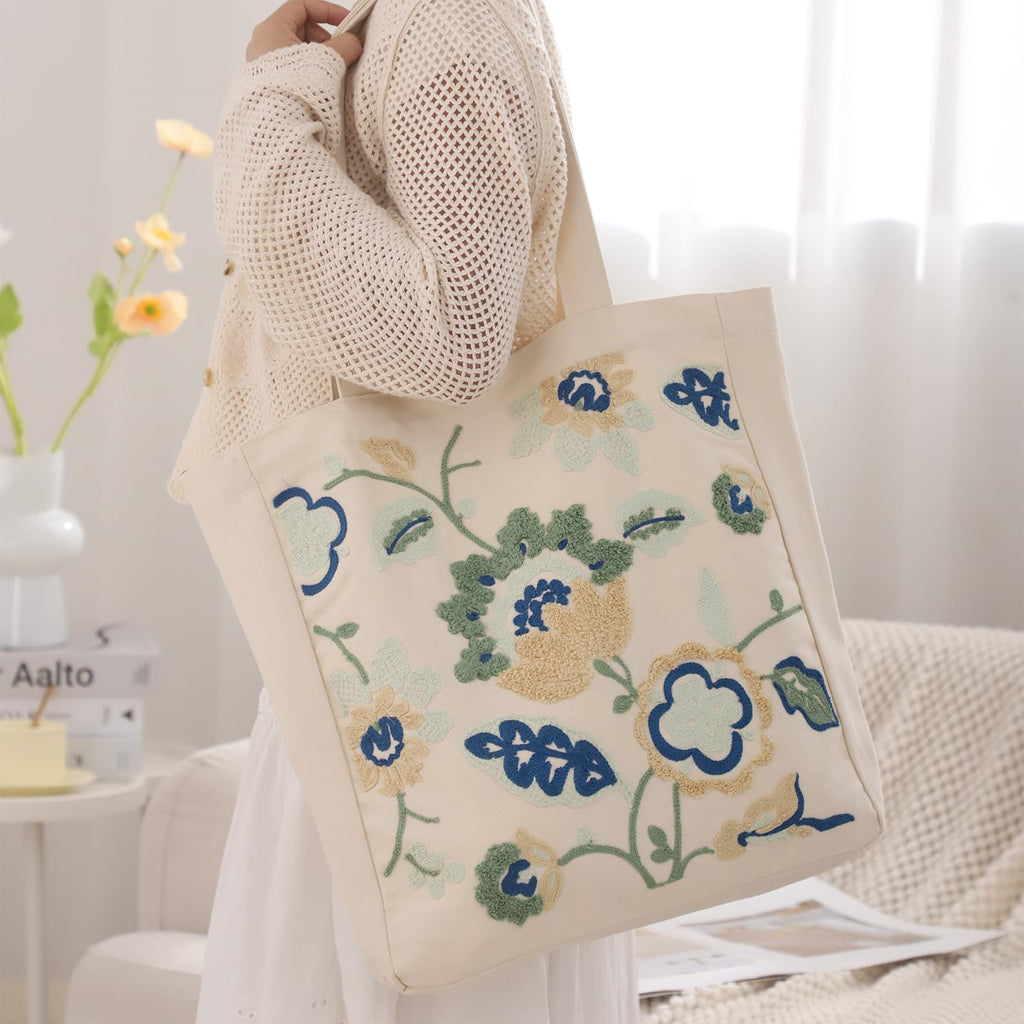 Daware Tote Bag for Women Blue Dragon Floral Shoulder Bag