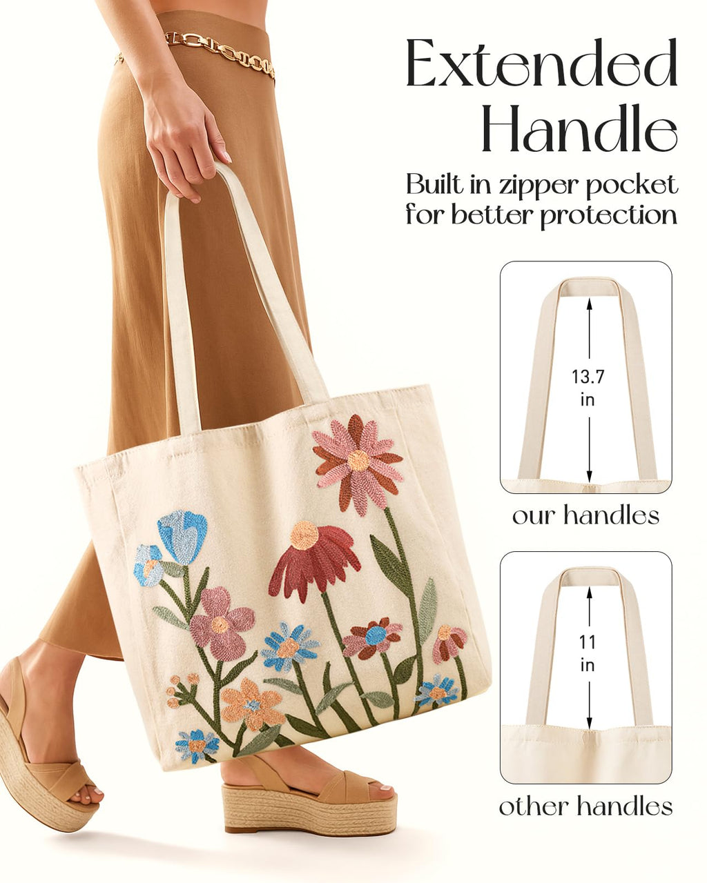 Daware Embroidery Canvas Tote Bag for Women