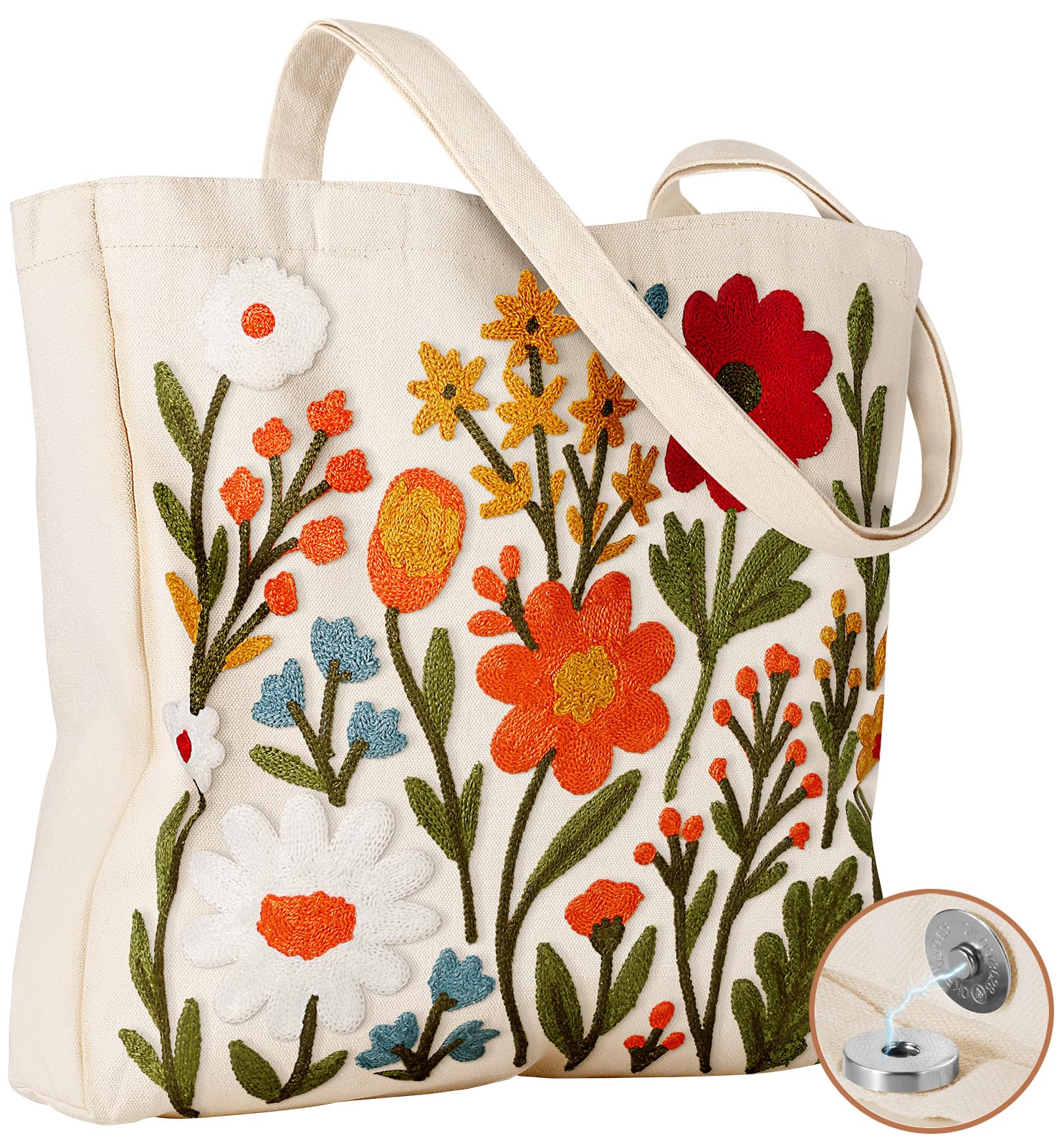 Daware Reusable Totes with Magnetic Buckle Cute Aesthetic Designer Shoulder Bags