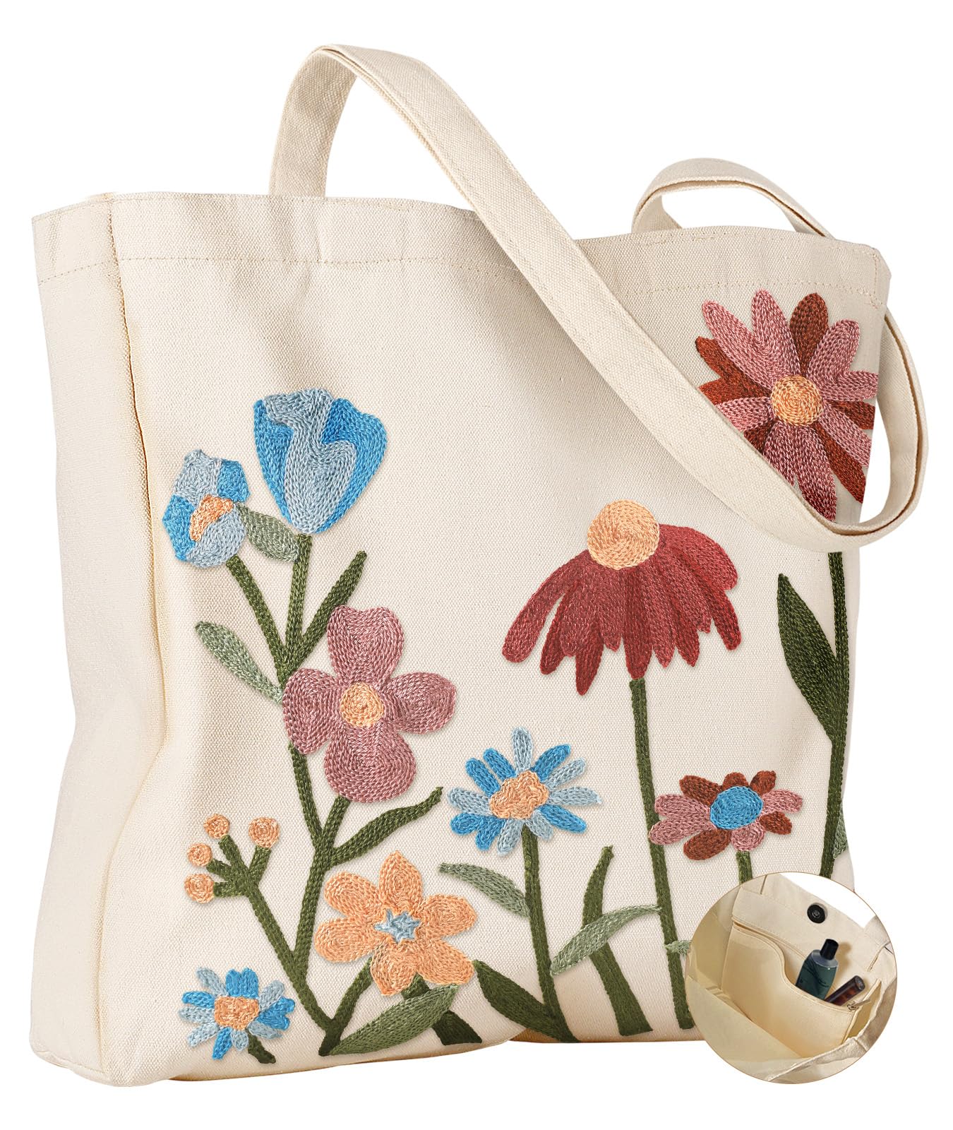 Daware Embroidery Canvas Tote Bag for Women